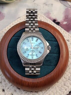 Timex Kaia TW2V79600 Women's Watch Blue Dial Crystal Bezel Stainless Steel